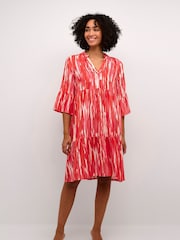 Kaffe Arina 3/4 Sleeve A-Line Fit Black Dress - Image 1 of 4