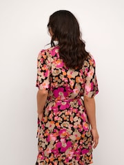 Kaffe Pollie Half Sleeve V-Neck Wrap Black Dress - Image 3 of 6