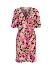 Kaffe Pollie Half Sleeve V-Neck Wrap Black Dress - Image 5 of 6
