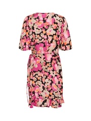 Kaffe Pollie Half Sleeve V-Neck Wrap Black Dress - Image 6 of 6