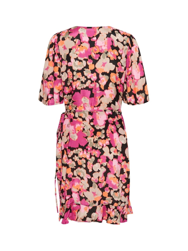 Kaffe Pollie Half Sleeve V-Neck Wrap Black Dress - Image 6 of 6 Kaffe Pollie Half Sleeve V-Neck Wrap Black Dress - Image 6 of 6