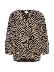 Kaffe Milia 3/4 Sleeve V-Notch Neck Black Blouse - Image 1 of 2