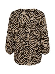 Kaffe Milia 3/4 Sleeve V-Notch Neck Black Blouse - Image 2 of 2