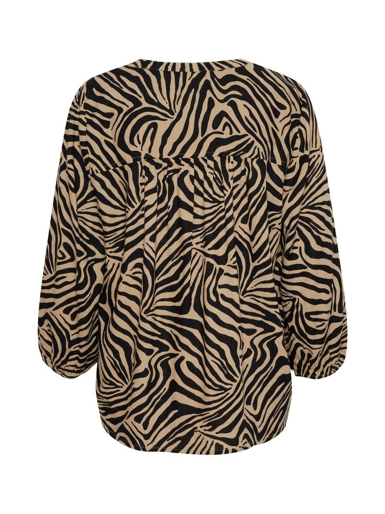 Kaffe Milia 3/4 Sleeve V-Notch Neck Black Blouse - Image 2 of 2