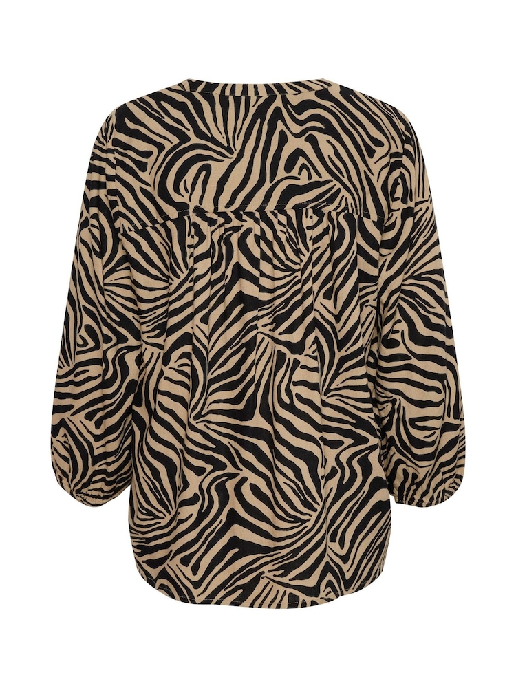 Kaffe Milia 3/4 Sleeve V-Notch Neck Black Blouse - Image 2 of 2 Kaffe Milia 3/4 Sleeve V-Notch Neck Black Blouse - Image 2 of 2