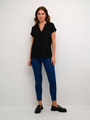 Kaffe Rachel Short Sleeve Eyelet Black Blouse - Image 3 of 6