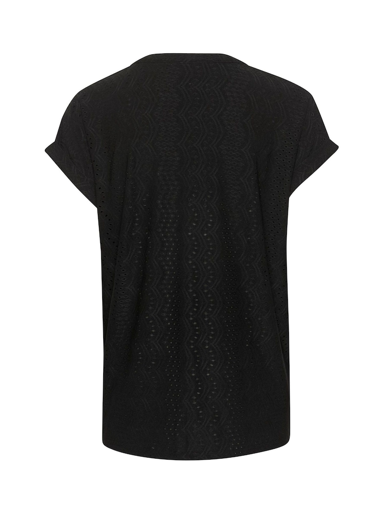 Kaffe Rachel Short Sleeve Eyelet Black Blouse - Image 6 of 6