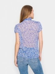 Saint Tropez Blue Lilja Short Sleeve Ruffle Blouse - Image 2 of 5
