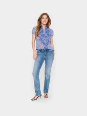 Saint Tropez Blue Lilja Short Sleeve Ruffle Blouse - Image 3 of 5