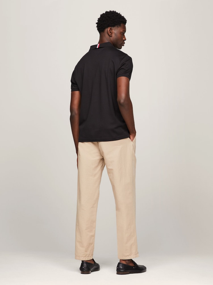 Tommy Hilfiger Black Regular Fit Liquid 100% Cotton Essential Polo Shirt - Image 2 of 5