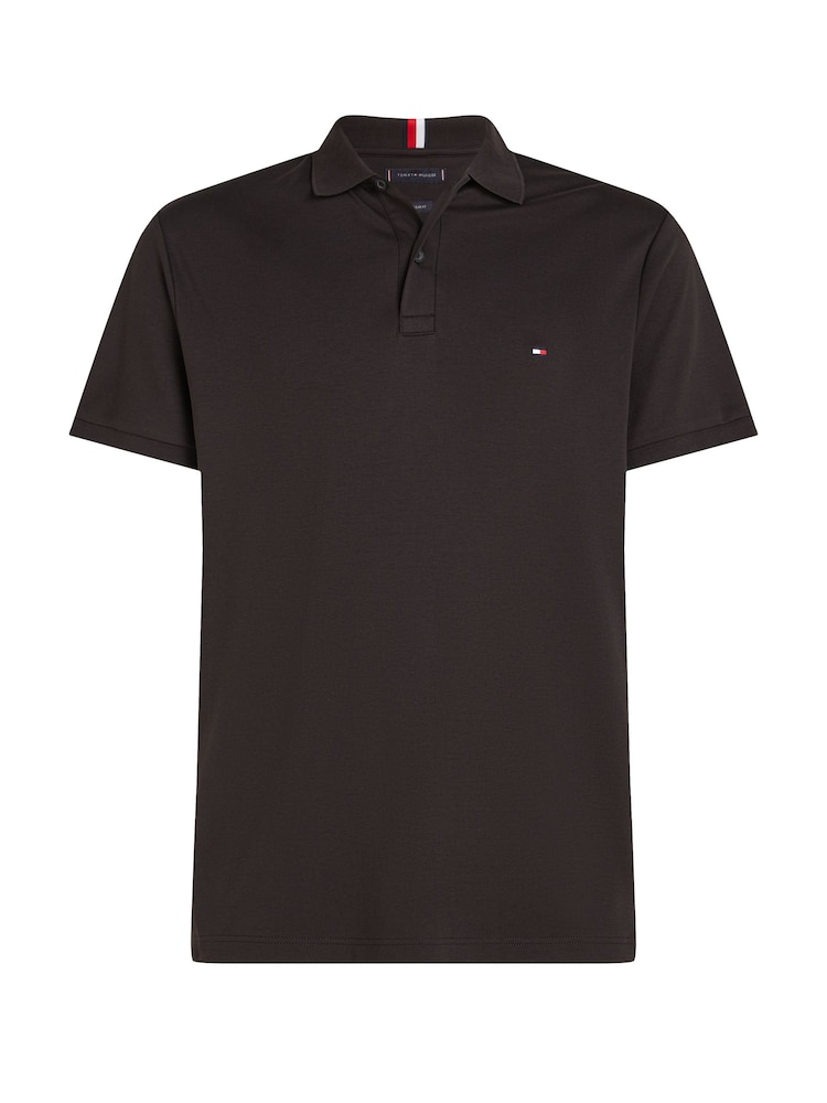 Tommy Hilfiger Black Regular Fit Liquid 100% Cotton Essential Polo Shirt - Image 3 of 5