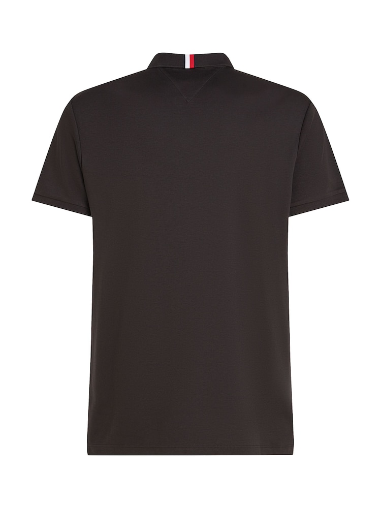 Tommy Hilfiger Black Regular Fit Liquid 100% Cotton Essential Polo Shirt - Image 4 of 5