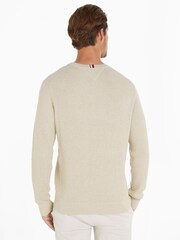 Tommy Hilfiger Cream Refined Structure Crew Neck Sweater - Image 2 of 6