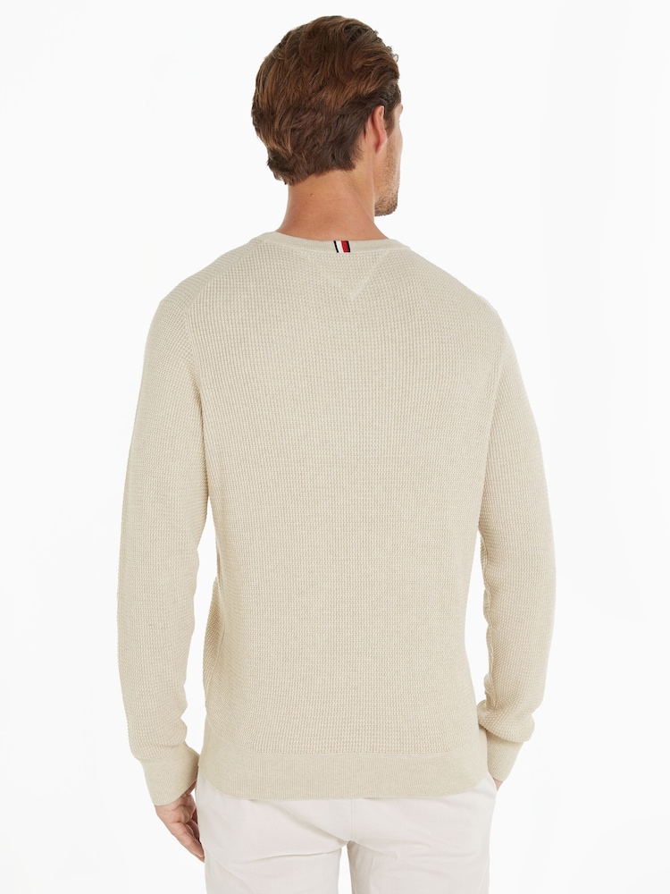 Tommy Hilfiger Cream Refined Structure Crew Neck Sweater - Image 2 of 6