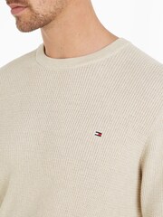 Tommy Hilfiger Cream Refined Structure Crew Neck Sweater - Image 3 of 6