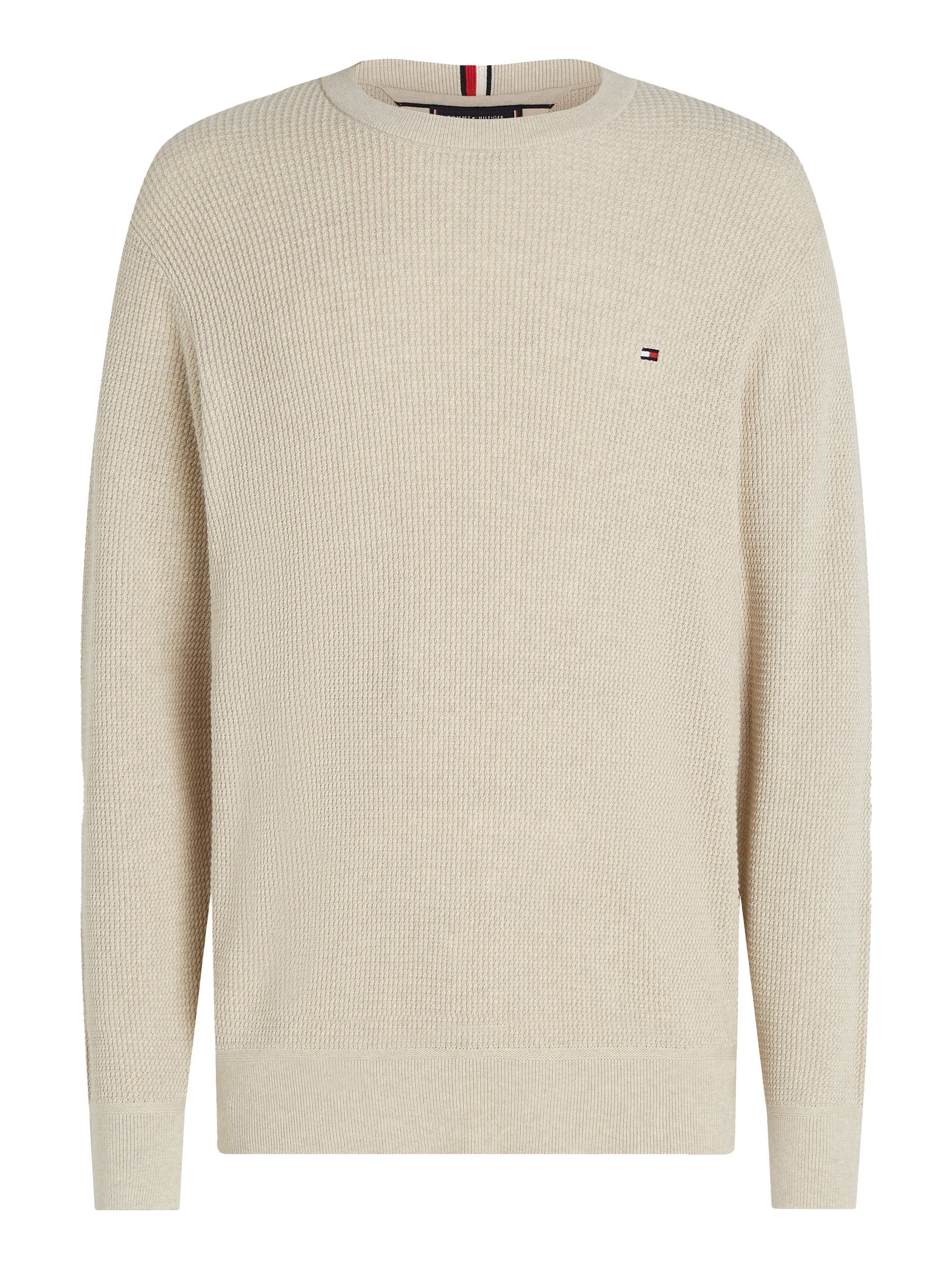 Buy Tommy Hilfiger Cream Refined Structure Crew Neck Sweater