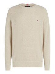 Tommy Hilfiger Cream Refined Structure Crew Neck Sweater - Image 4 of 6