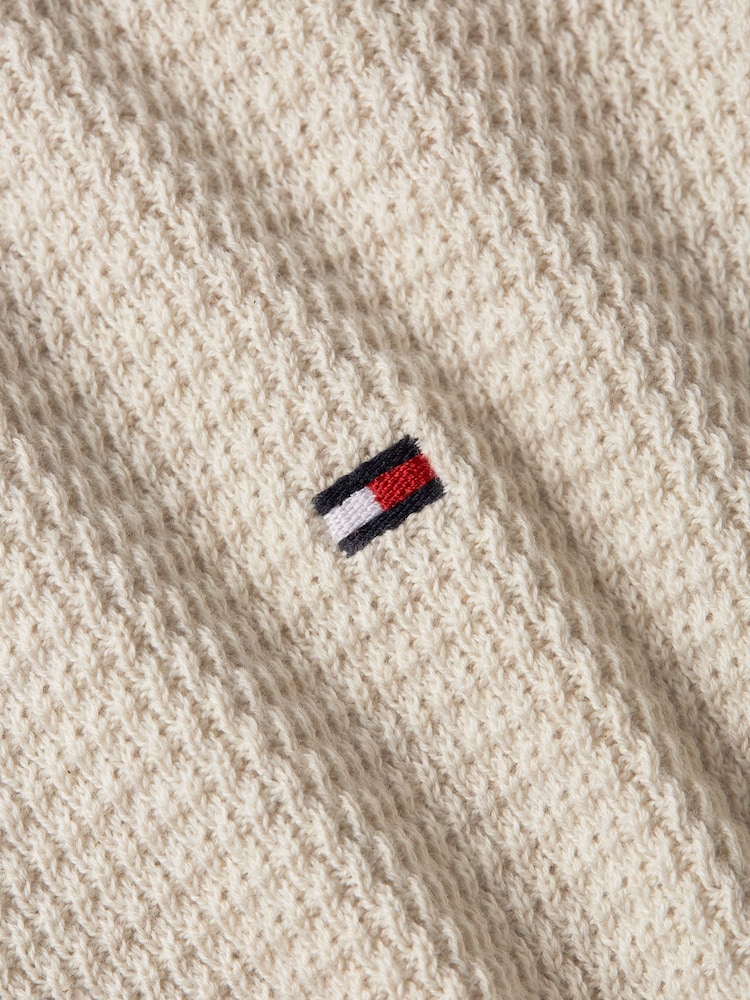 Tommy Hilfiger Cream Refined Structure Crew Neck Sweater - Image 6 of 6