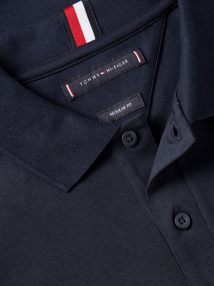 Tommy Hilfiger Blue Regular Fit Liquid 100% Cotton Essential Polo Shirt - Image 4 of 4