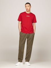 Tommy Hilfiger Red Monotype Stitching 100% Cotton T-Shirt - Image 1 of 5