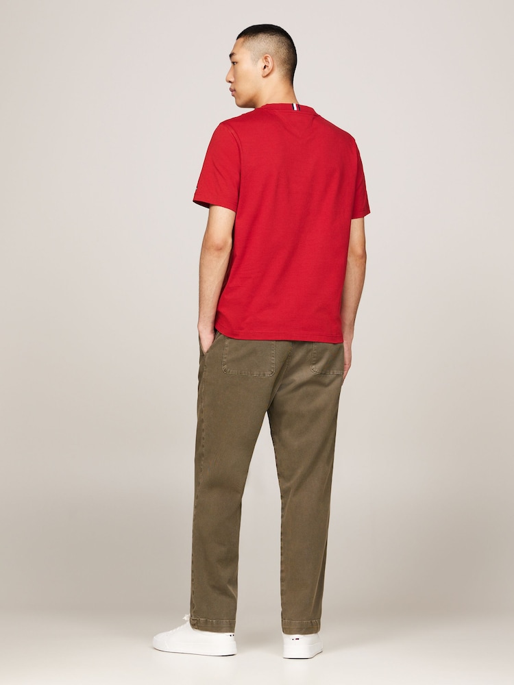 Tommy Hilfiger Red Monotype Stitching 100% Cotton T-Shirt - Image 2 of 5