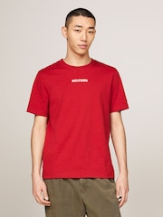 Tommy Hilfiger Red Monotype Stitching 100% Cotton T-Shirt - Image 3 of 5