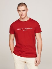 Tommy Hilfiger Red Logo 100% Cotton T-Shirt - Image 1 of 5