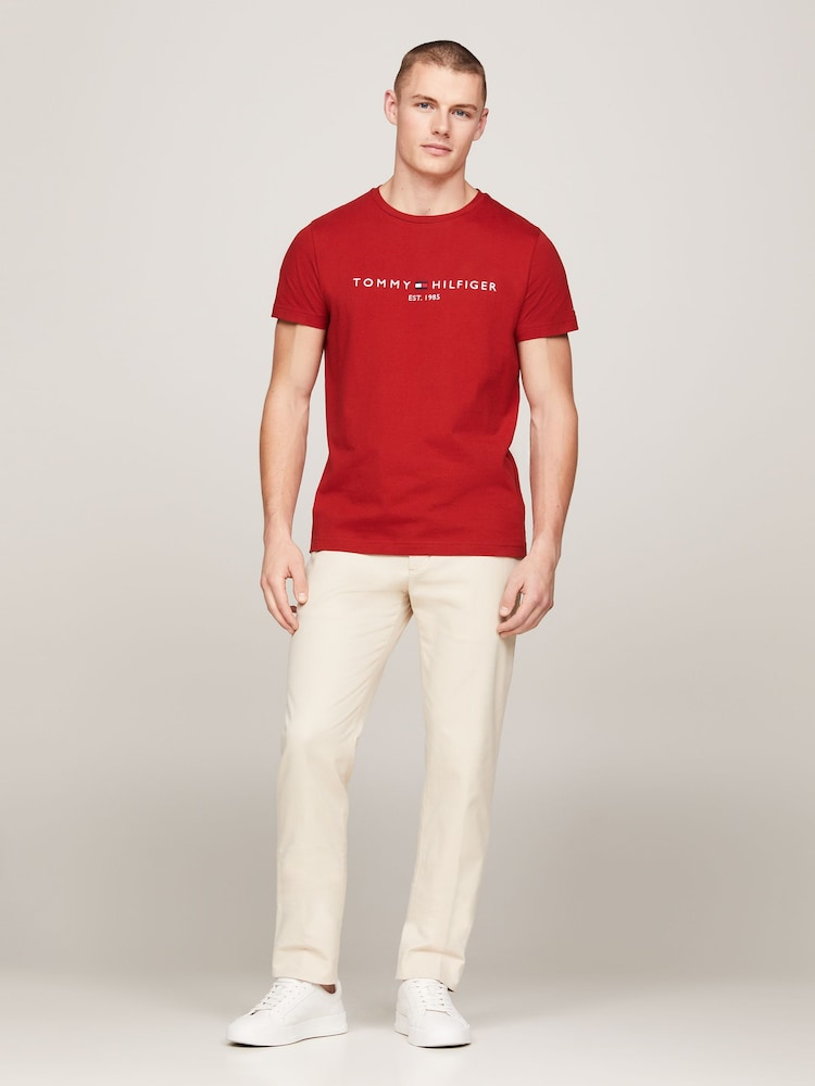 Tommy Hilfiger Red Logo 100% Cotton T-Shirt - Image 2 of 5