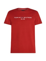 Tommy Hilfiger Red Logo 100% Cotton T-Shirt - Image 5 of 5