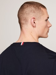 Tommy Hilfiger Blue Monotype Stitching 100% Cotton T-Shirt - Image 4 of 4