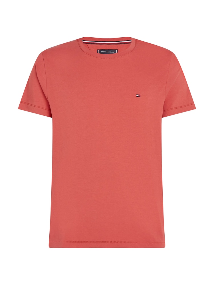Красный - Tommy Hilfiger Slim Fit Core Stretch Crew Neck T-Shirt - Image 5 of 5