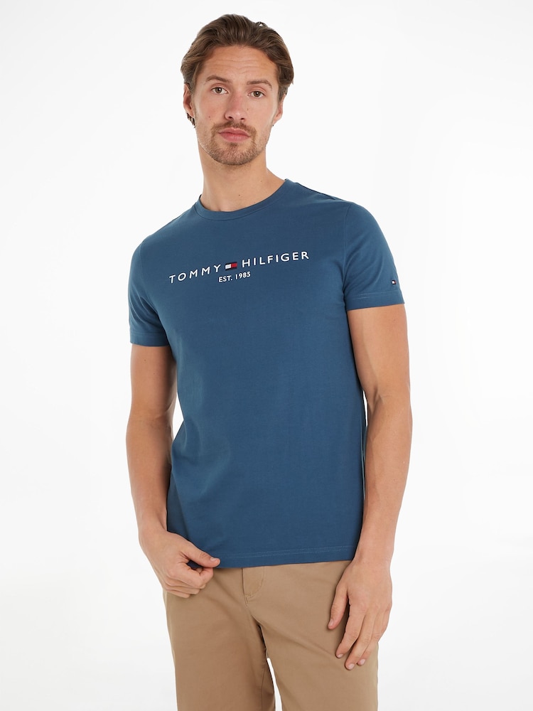 Tommy Hilfiger Dark Blue Logo T-Shirt - Image 1 of 6 Tommy Hilfiger Dark Blue Logo T-Shirt - Image 1 of 6