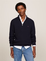 Tommy Hilfiger Blue Refined Structure Crew Neck Sweater - Image 1 of 1