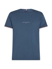 Tommy Hilfiger Blue Logo Tipped 100% Cotton T-Shirt - Image 4 of 6