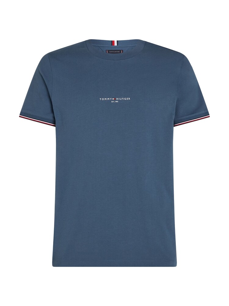 Tommy Hilfiger Blue Logo Tipped 100% Cotton T-Shirt - Image 4 of 6