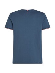 Tommy Hilfiger Blue Logo Tipped 100% Cotton T-Shirt - Image 5 of 6