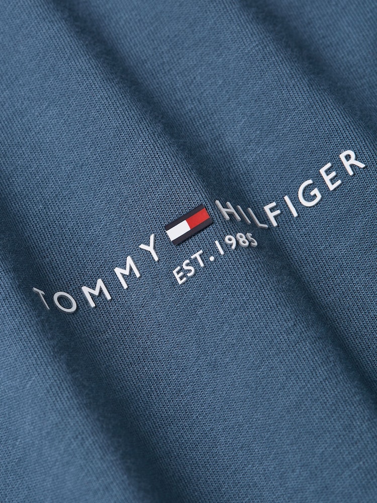 Tommy Hilfiger Blue Logo Tipped 100% Cotton T-Shirt - Image 6 of 6