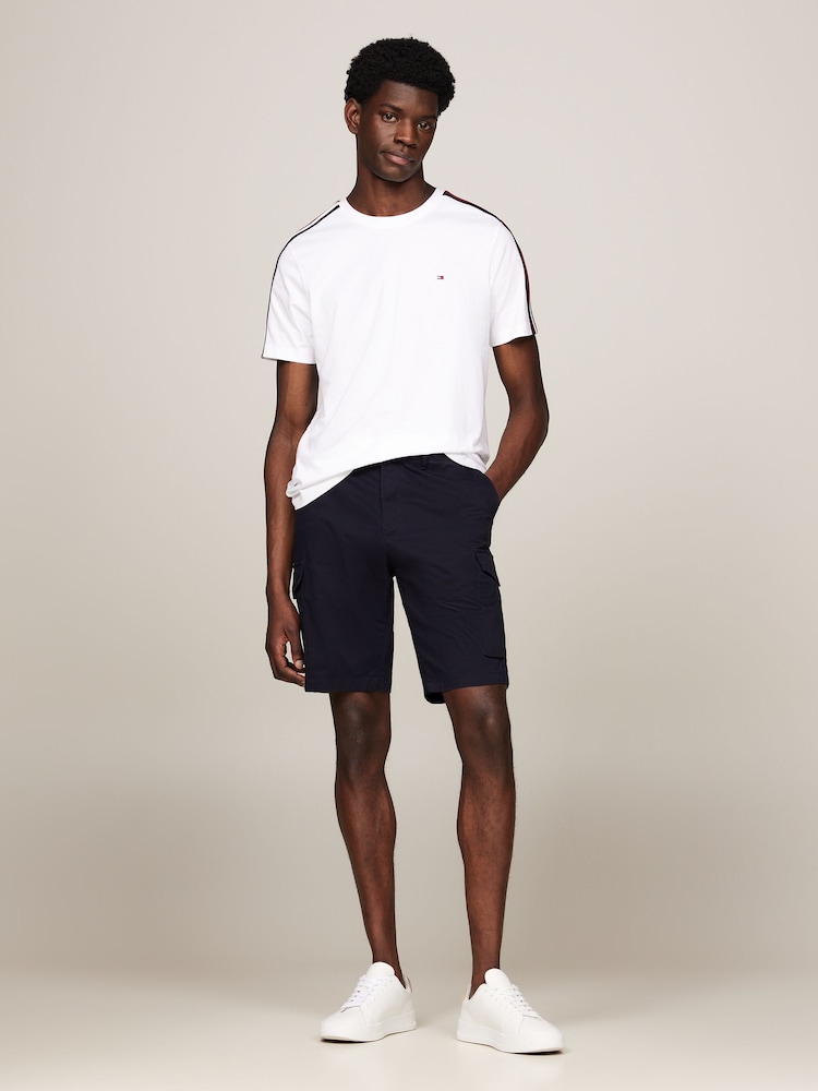 Tommy Hilfiger White Shadow Stripe 100% Cotton T-Shirt - Image 2 of 4