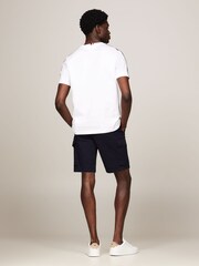 Tommy Hilfiger White Shadow Stripe 100% Cotton T-Shirt - Image 3 of 4