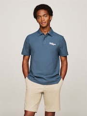 Tommy Hilfiger Blue Regular Fit Chainstitch 100% Cotton Polo Shirt - Image 1 of 5