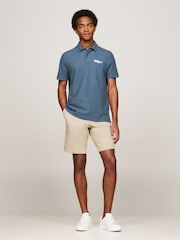 Tommy Hilfiger Blue Regular Fit Chainstitch 100% Cotton Polo Shirt - Image 4 of 5