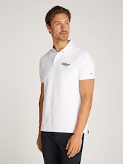 Tommy Hilfiger White Regular Fit Chainstitch 100% Cotton Polo Shirt - Image 1 of 6