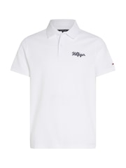 Tommy Hilfiger White Regular Fit Chainstitch 100% Cotton Polo Shirt - Image 4 of 6