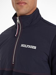Hanorac Tommy Hilfiger Monotype Mix Media Quarter Zip 100% bumbac - Imaginea 3 din 6