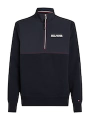 Hanorac Tommy Hilfiger Monotype Mix Media Quarter Zip 100% bumbac - Imaginea 4 din 6