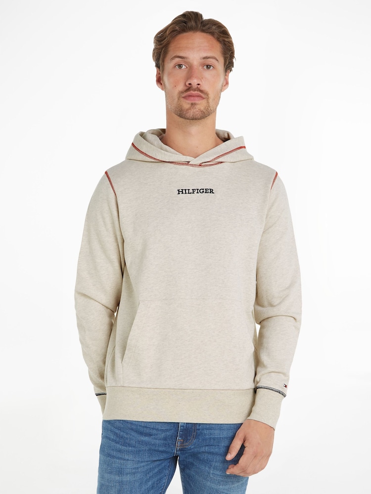 Tommy Hilfiger White Monotype Stitching Hoodie - Image 1 of 6