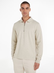 Tommy Hilfiger White Terry Half Zipped Sweatshirt - Image 1 of 6