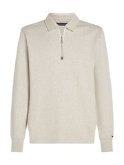 Tommy Hilfiger White Terry Half Zipped Sweatshirt - Image 4 of 6