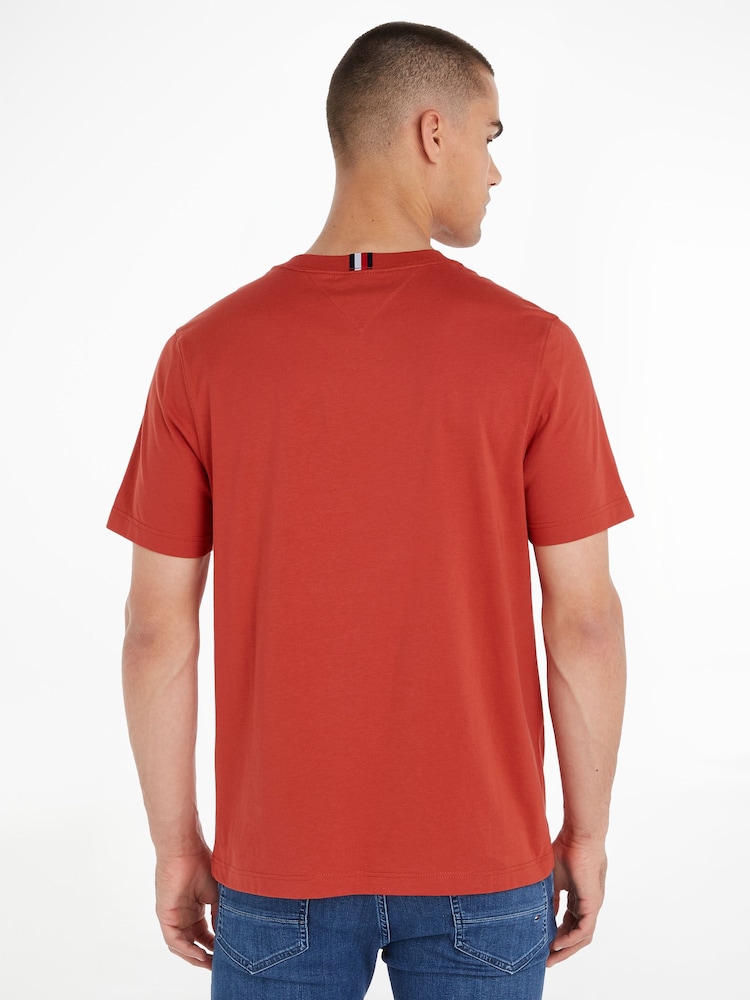 Tommy Hilfiger Red Chainstitch 100% Cotton T-Shirt - Image 2 of 6