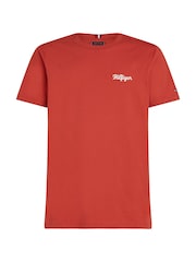 Tommy Hilfiger Red Chainstitch 100% Cotton T-Shirt - Image 4 of 6